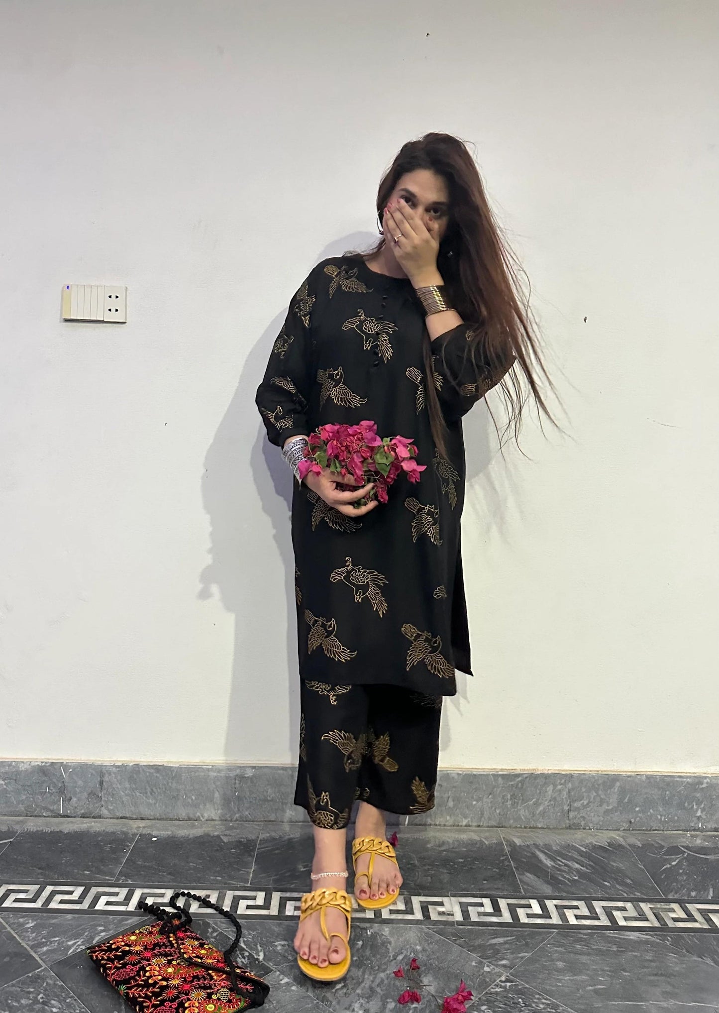Black Sparrow Style 2Pc Arabic Lawn Stitched Suit