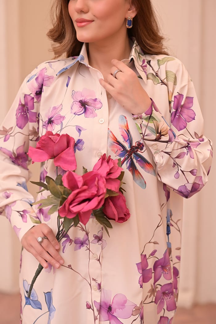 Front and back printed trousers in elegant stitched 2PC suit