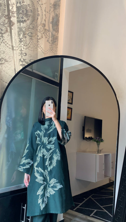 Jazmeen Print Stitched 2Pc Linen Suit – Mongia Green