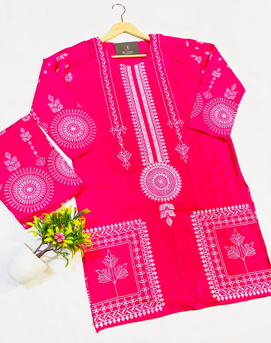 Viral linen Block Print 2Pc- Pink