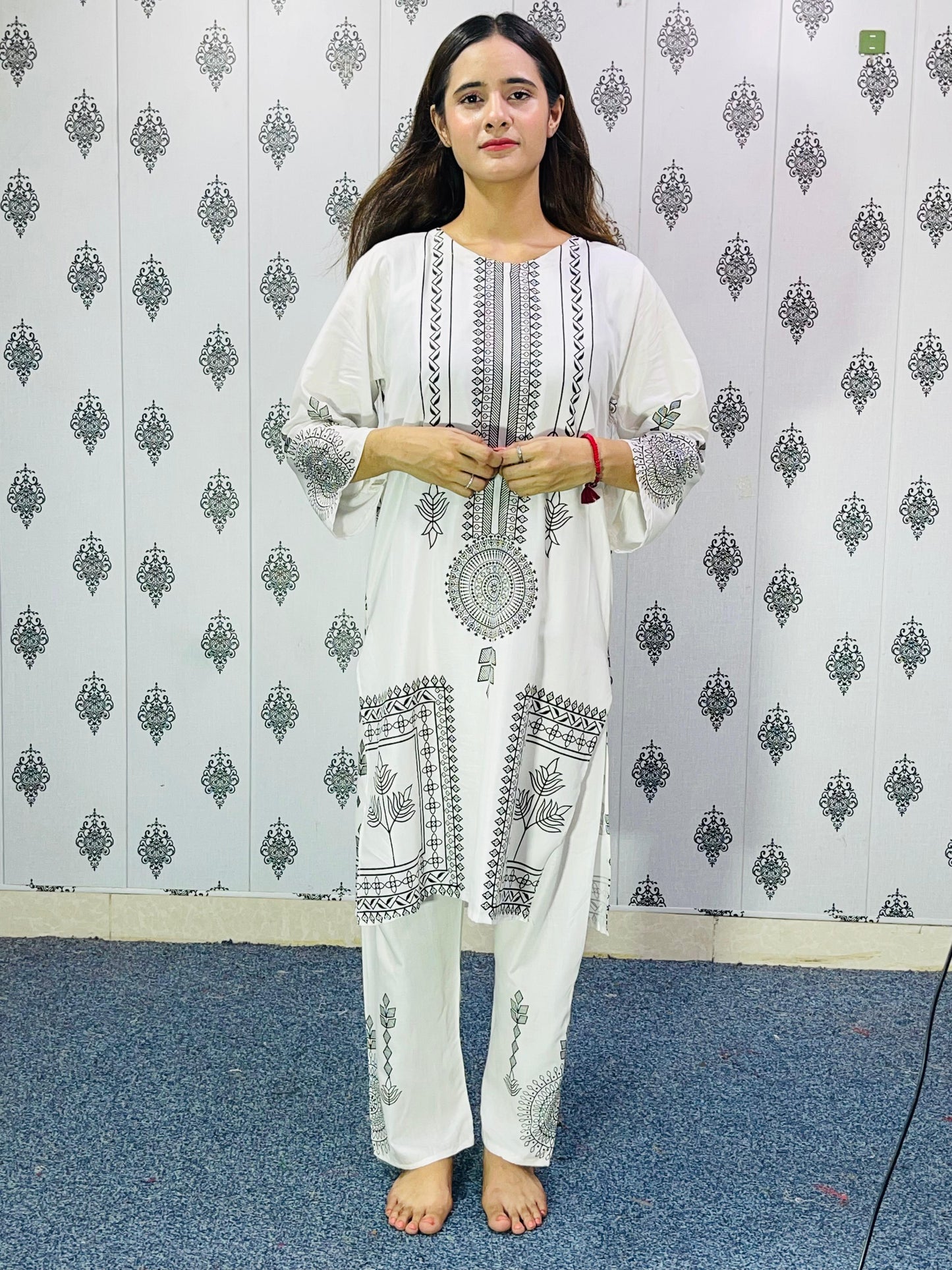 Sapphire Viral Block Print 2Pc-Linen