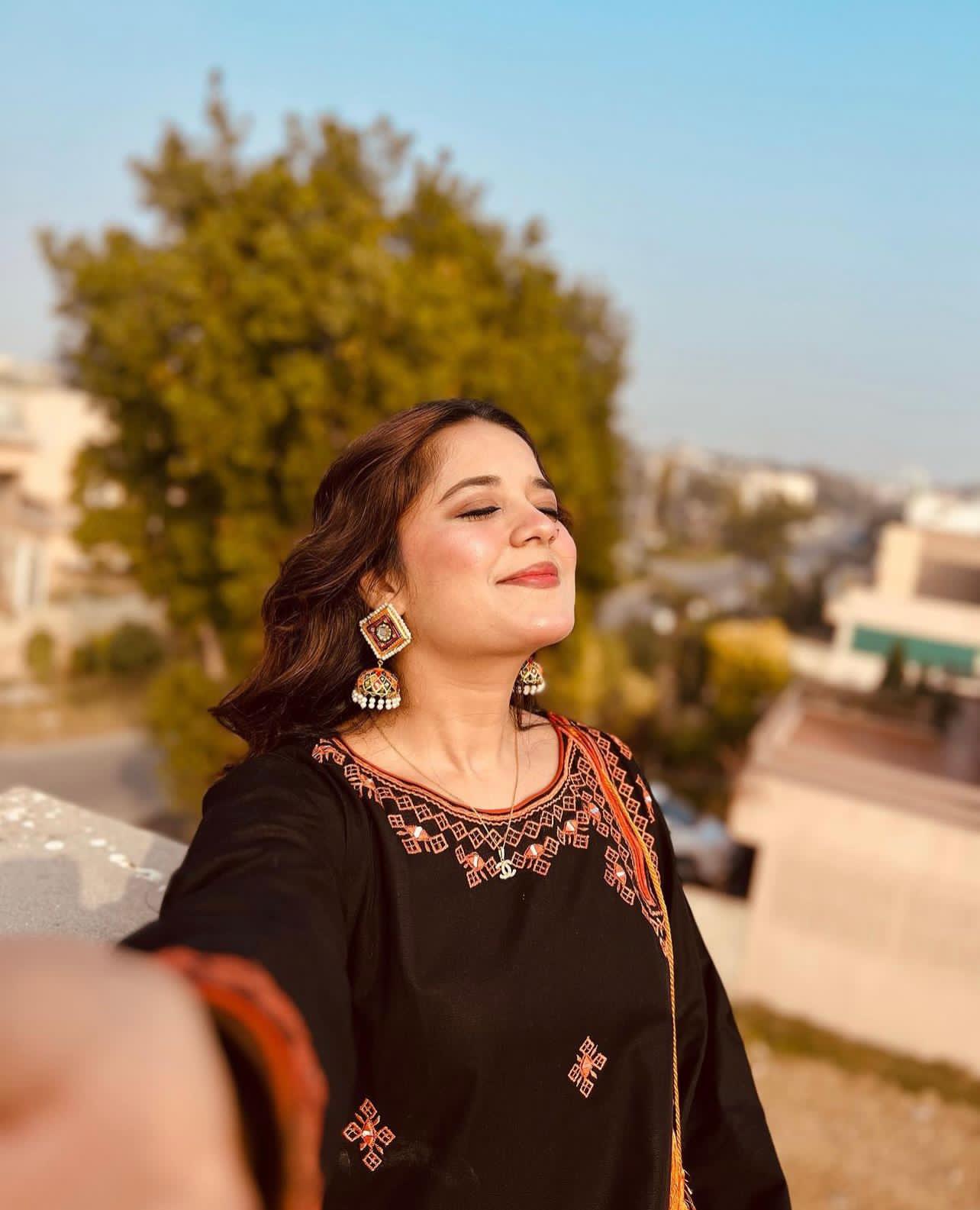 Black with Orange Embroidery Balochi 2Pc Suit