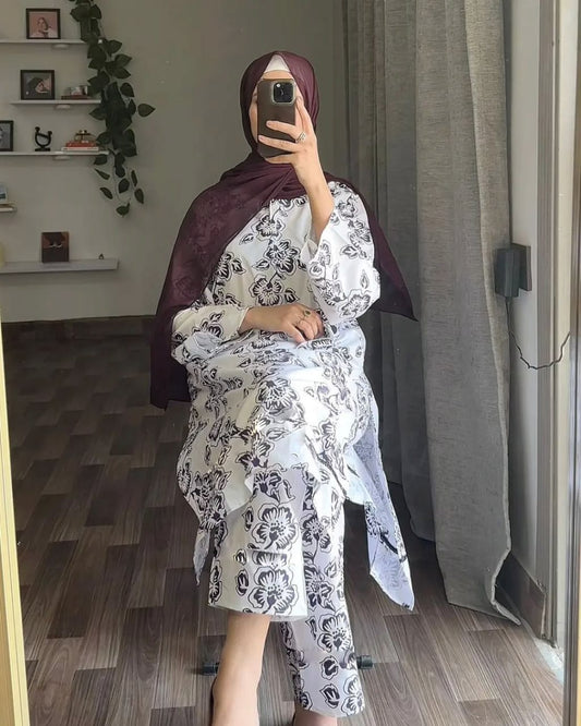 Black Rangoon Block Print 2Pcs-Arabic Lawn