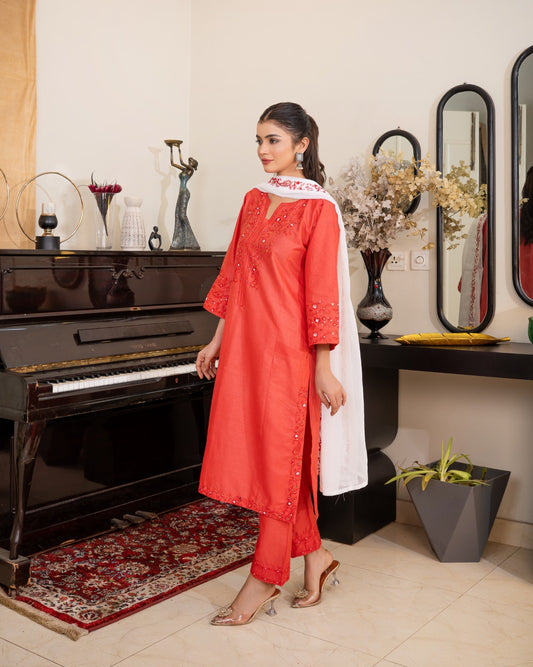 Flame Aura 3Pc – Embroidered Lawn Dress