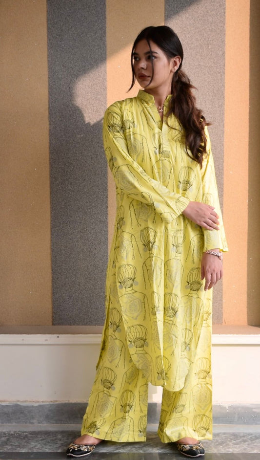Lemon Elahi Long 2Pcs Stitched Arabic Lawn