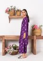 Saleha Purple Block Print 2Pc Stitched Arabic Lawn