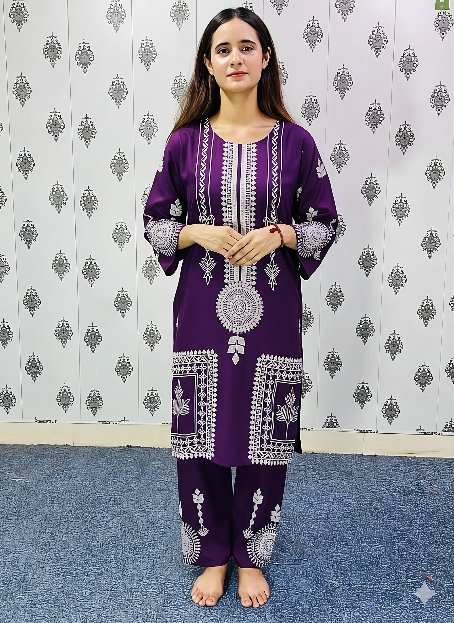 Sapphire Viral Block Print 2Pc-Linen