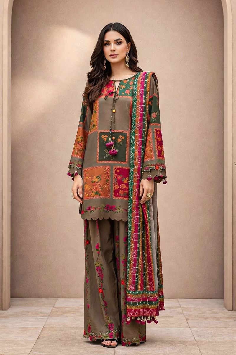 Zarmina Olive 3Piece