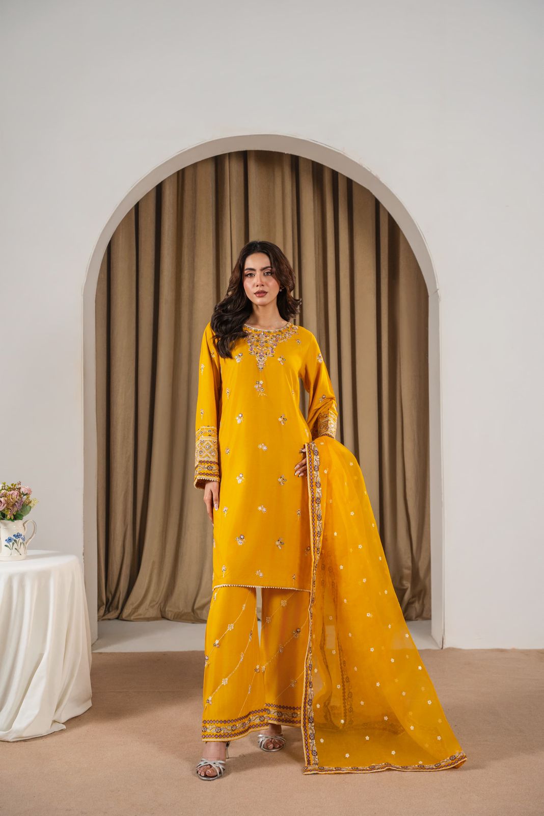 PREET EMBROIDERED 3PC (PLAZO)