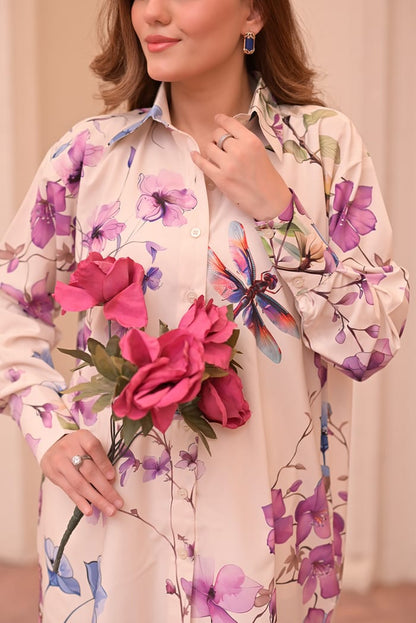 Front and back printed trousers in elegant stitched 2PC suit