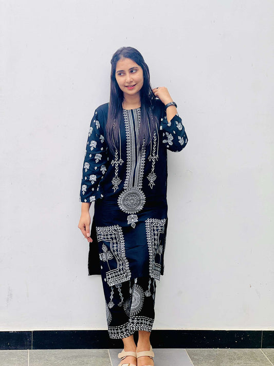 Sapphire Viral Block Print 2Pc-Linen