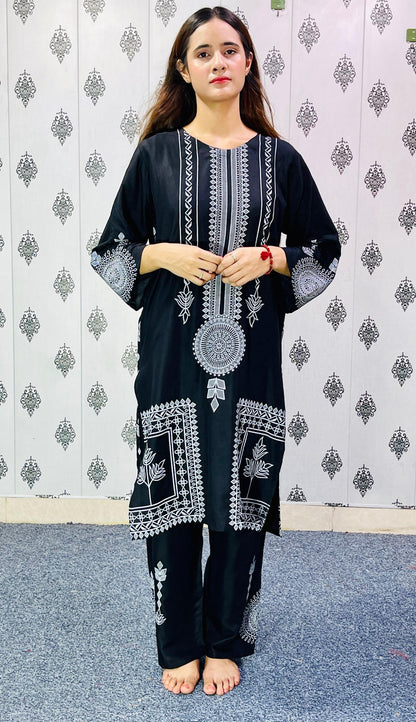 Sapphire Viral Block Print 2Pc-Linen