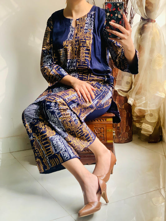 Mountain Design Arabic Lawn Stitched-2Pc