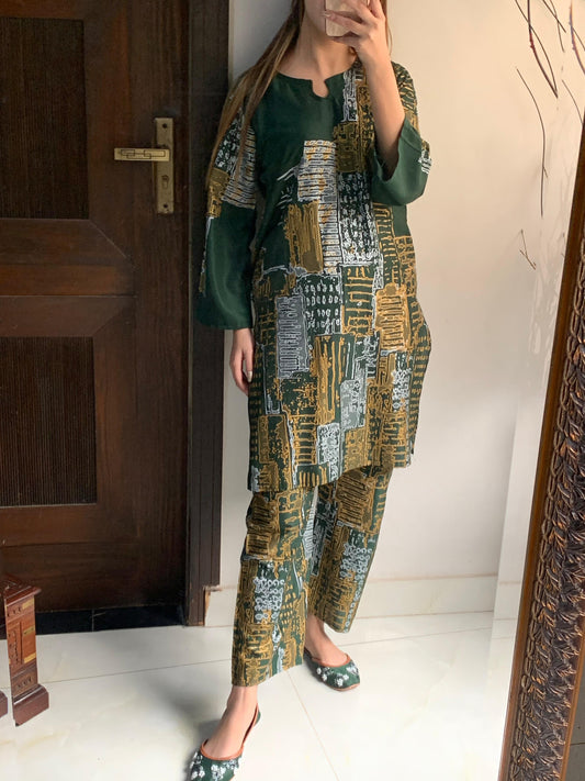 Green Mountain Design 2Pcs Stitched Arabic Lawn