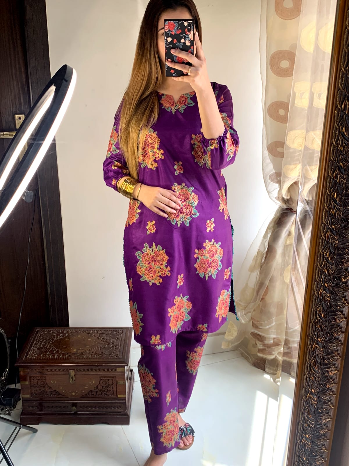 Gulaab 3D Block Print 2Pcs Arabic Lawn Stitched