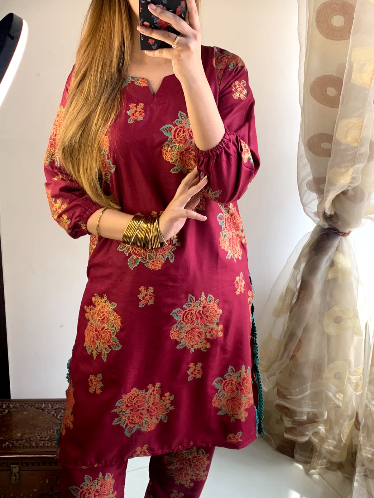 Gulaab 3D Block Print 2Pcs Arabic Lawn Stitched
