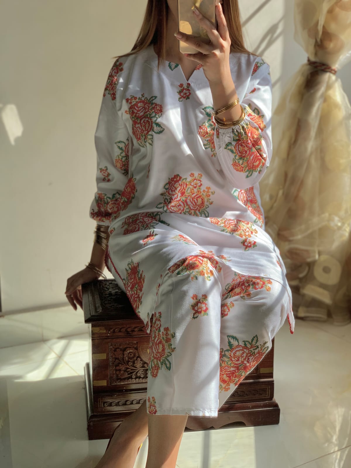 Gulaab 3D Block Print 2Pcs Arabic Lawn Stitched