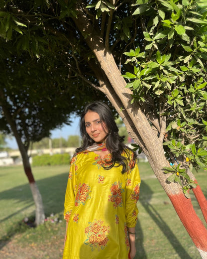Gulaab 3D Block Print 2Pcs Arabic Lawn Stitched