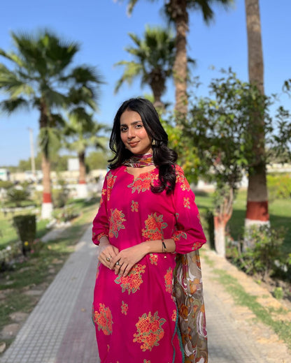 Gulaab 3D Block Print 2Pcs Arabic Lawn Stitched