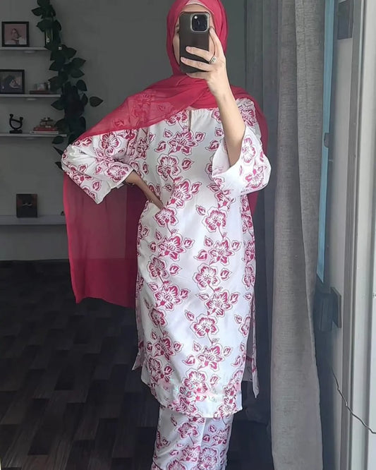 Pink Rangoon Block Print 2Pc Stitched Arabic Lawn