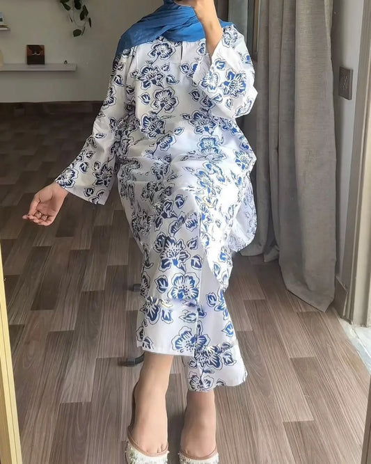Navy Blue Rangoon Block Print 2Pc Stitched Arabic Lawn