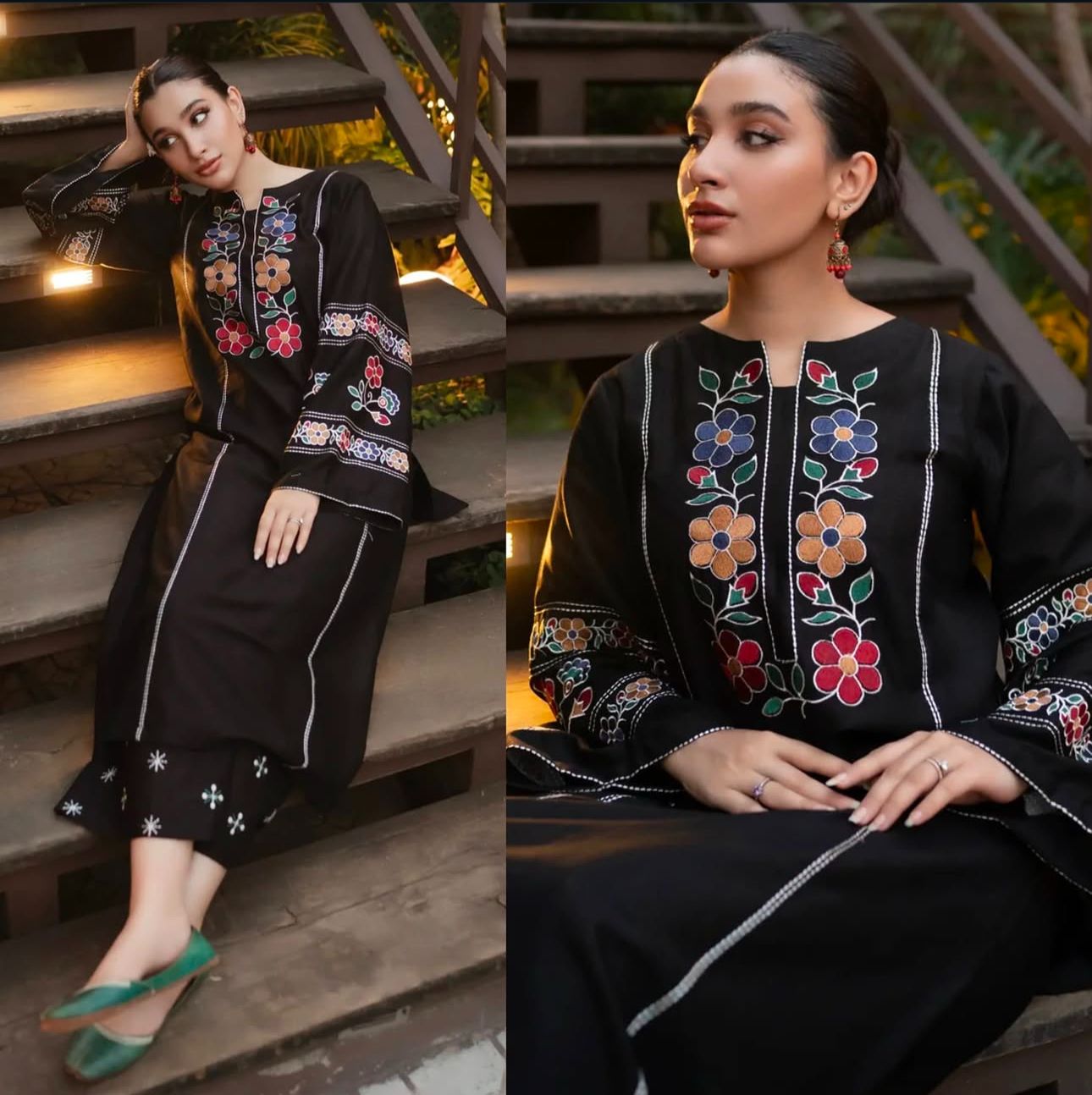 Cottage Embroidered Long Length 2-Piece Suit - Elahi Noor.com