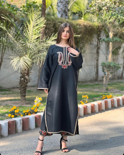 Black Rose Embrioded (Stitched 2pc) - ElahiNoor.com