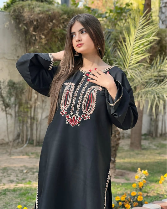 Black Rose Embrioded (Stitched 2pc) - ElahiNoor.com