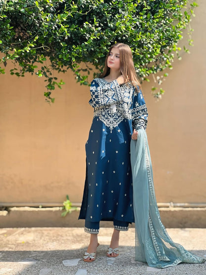 ZARA Emb 3PC – Cotton Lawn-ElahiNoor
