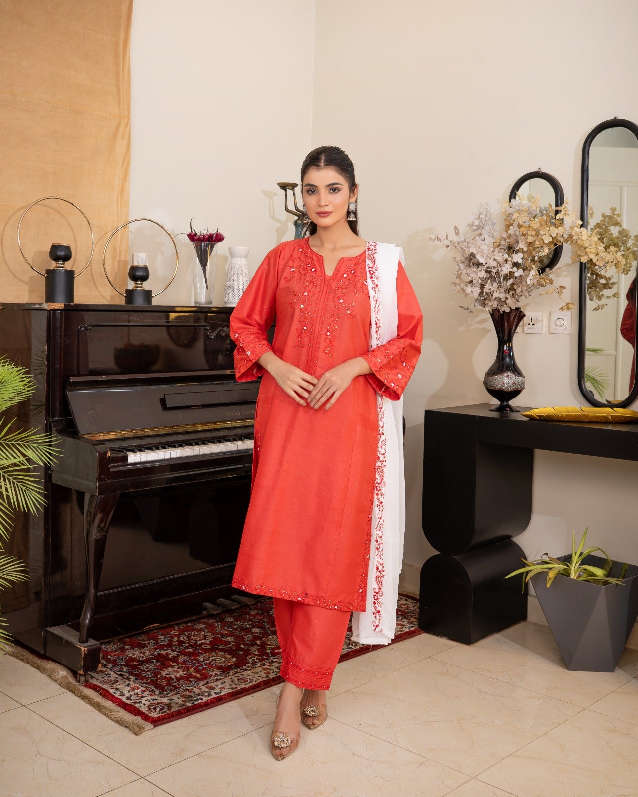 Flame Aura 3Pc – Embroidered Lawn Dress