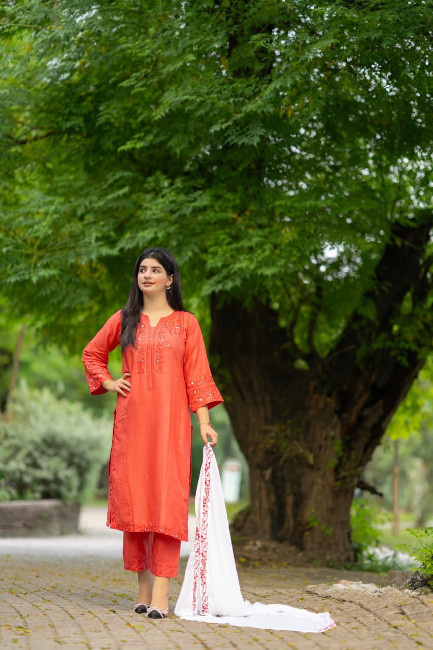 Flame Aura 3Pc – Embroidered Lawn Dress