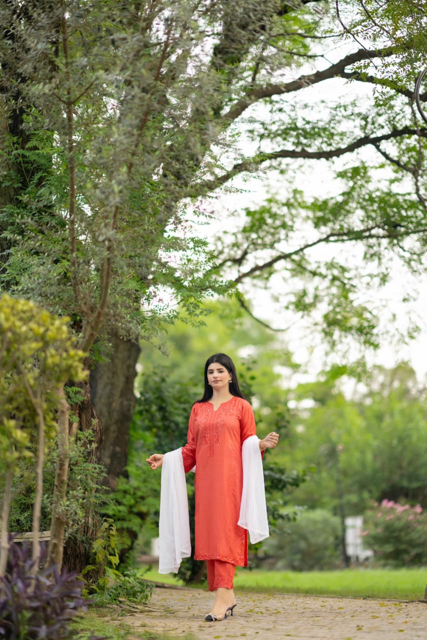 Flame Aura 3Pc – Embroidered Lawn Dress
