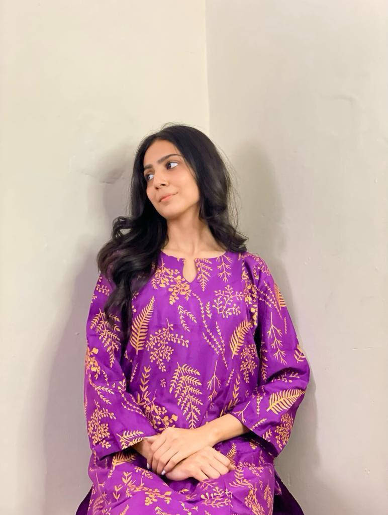 Petal Design Lilen 2Pc Block Print-Stitched
