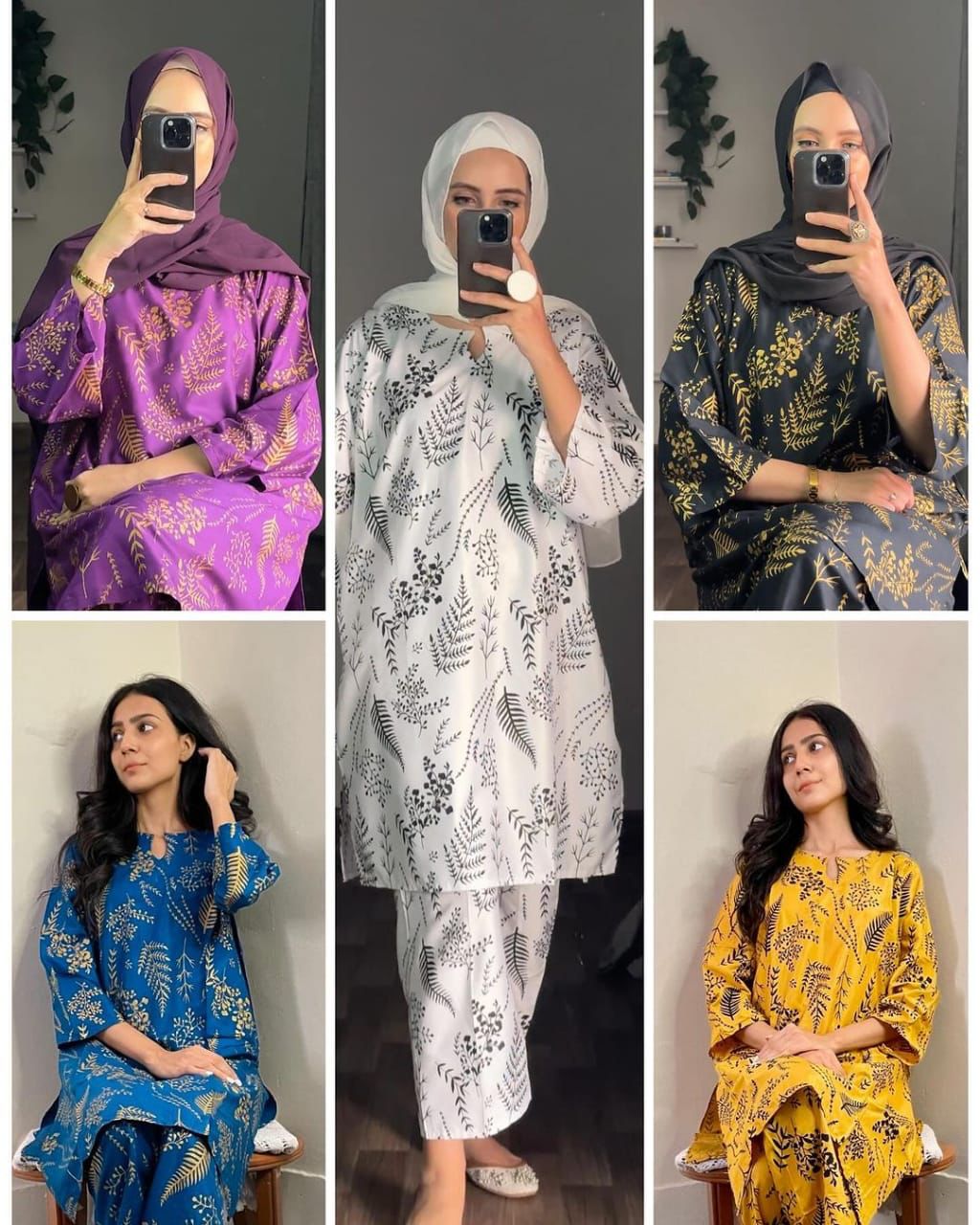 Petal Design Lilen 2Pc Block Print-Stitched