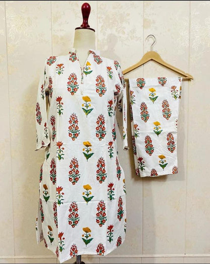 White 3D Flower Print Arabic Lawn Stitched Suit – Elahi Noor