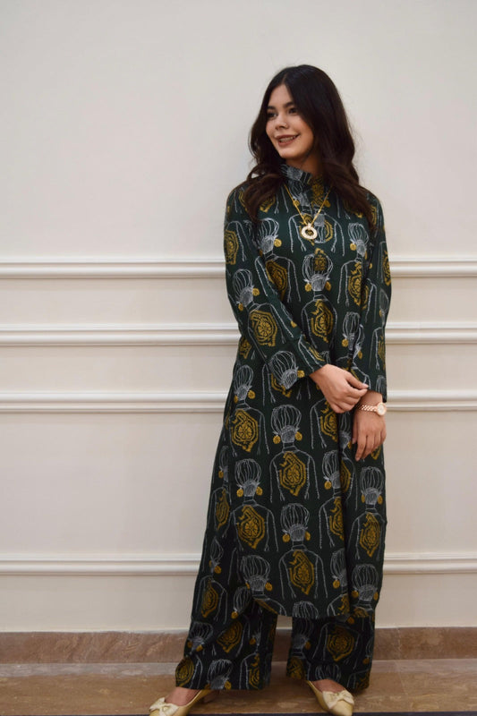 Black Elahi Long 2Pc Stitched Arabic Lawn