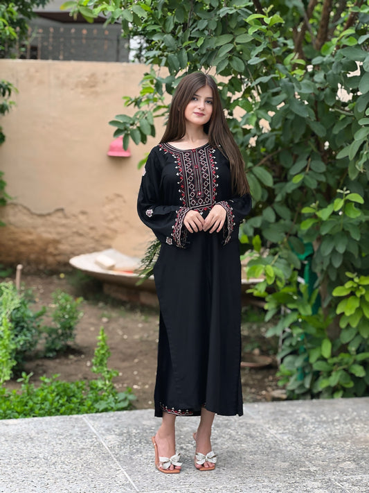 Sindhi EMB Long Length – Premium Lilen Embroidery Suit - ElahiNoor.com