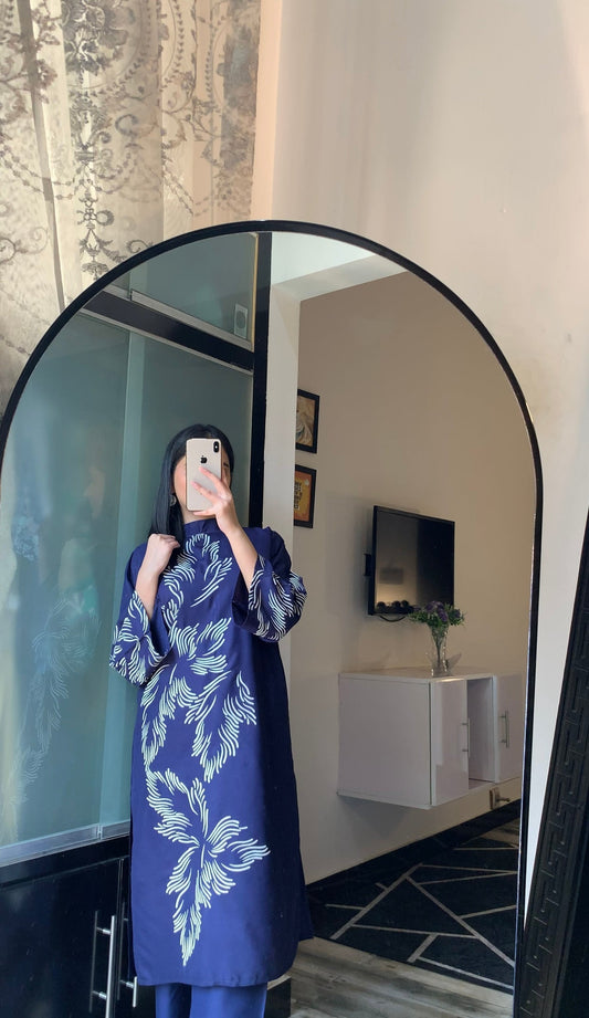 Jazmeen Print Stitched 2Pc Linen Suit – Blue