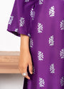 Saleha Purple Block Print 2Pc Stitched Arabic Lawn