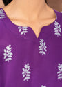 Saleha Purple Block Print 2Pc Stitched Arabic Lawn