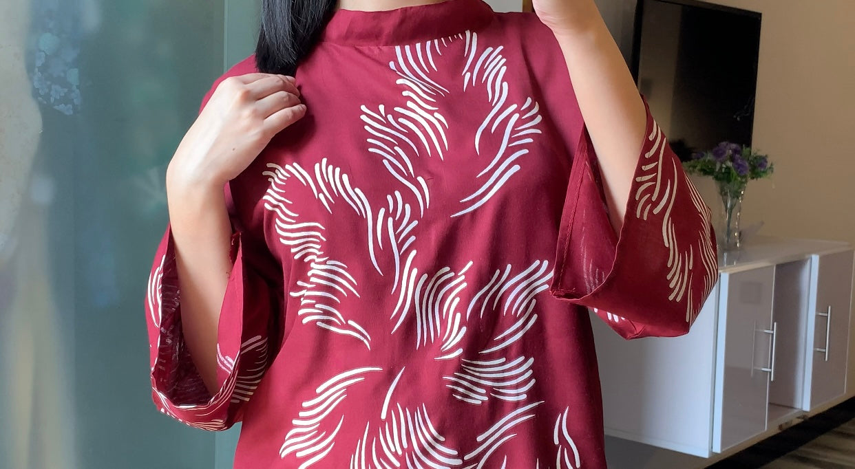 Jazmeen Print Stitched 2Pc Linen Suit – Mehroon