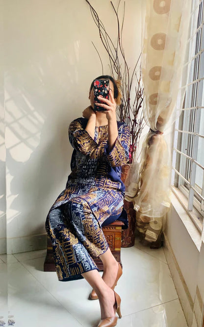 Mountain Design 2Pcs-Arabic Lawn-Blue