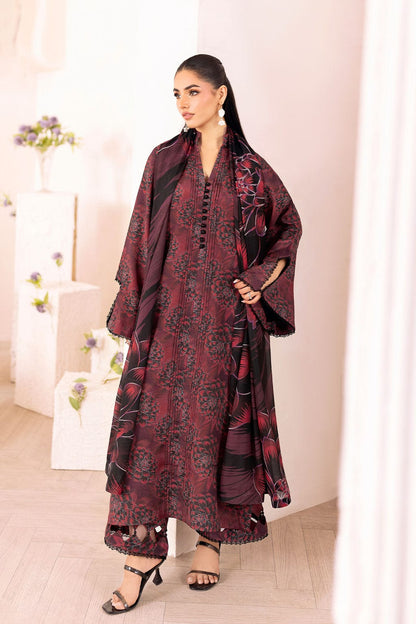 Sleeve design closeup – maroon printed winter stitched suit