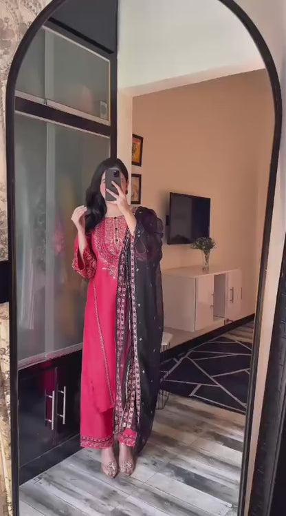 NOOR 3PC – Embroidered Dress
