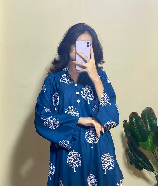 Block Print Tree Design 2Pcs-Zinc Arabic Lawn