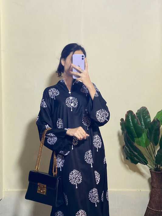 Block Print Tree Design 2Pcs-Blue Arabic Lawn