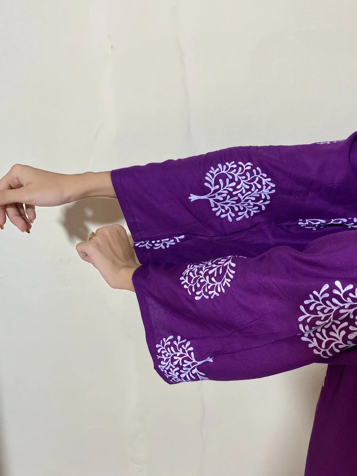 Tree Design Block Print 2Pcs Women’s Stitched Arabic Lawn